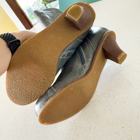 Antelope Women 39/8.5 Teal Blue Heeled Leather Boot Bootie Zip Up - Picture 7 of 10